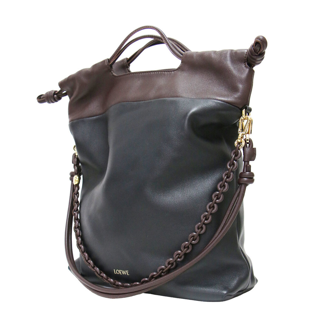 LOEWE Flamenco Purse Tote Melona Palam Shoulder Bag Crossbody Chain Leather B...